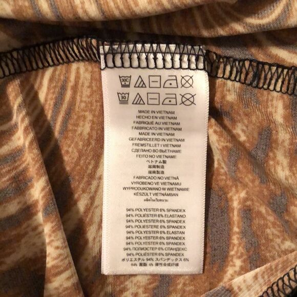 MK S Leopard Print Black Ivory Tan Long Sleeve Back Zip Jersey Shift Dress - Picture 13 of 14